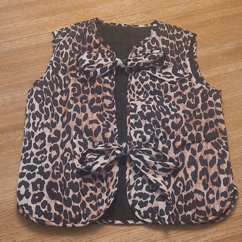 Leopard Print Quilted Vest